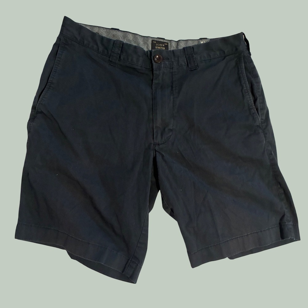 J.Crew Stretch Chino Shorts Mens 30 Navy Blue 9‎ Inch Inseam Solid Casual Summer